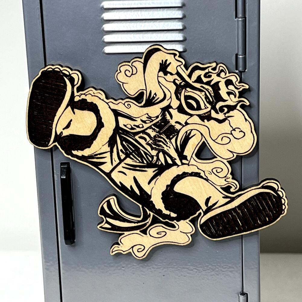 One Piece Luffy Gear 5 Wooden Fridge Magnet